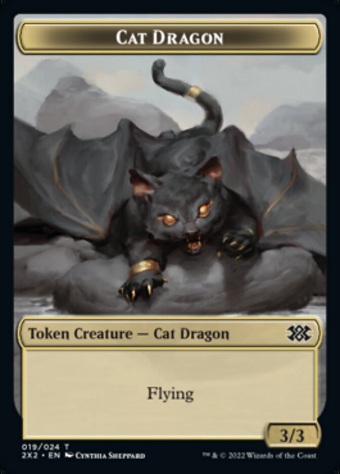 Cat Dragon // Treasure Double-sided Token [Double Masters 2022 Tokens] | RetroPlay Games