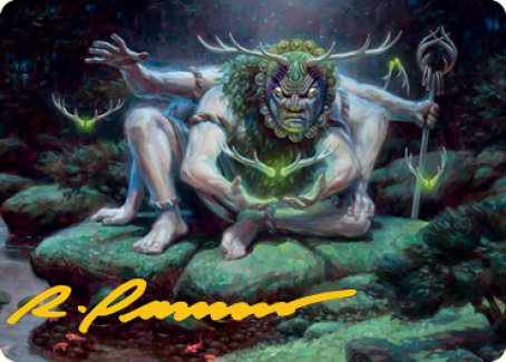 Myojin of Towering Might Art Card (Gold-Stamped Signature) [Kamigawa: Neon Dynasty Art Series] | RetroPlay Games