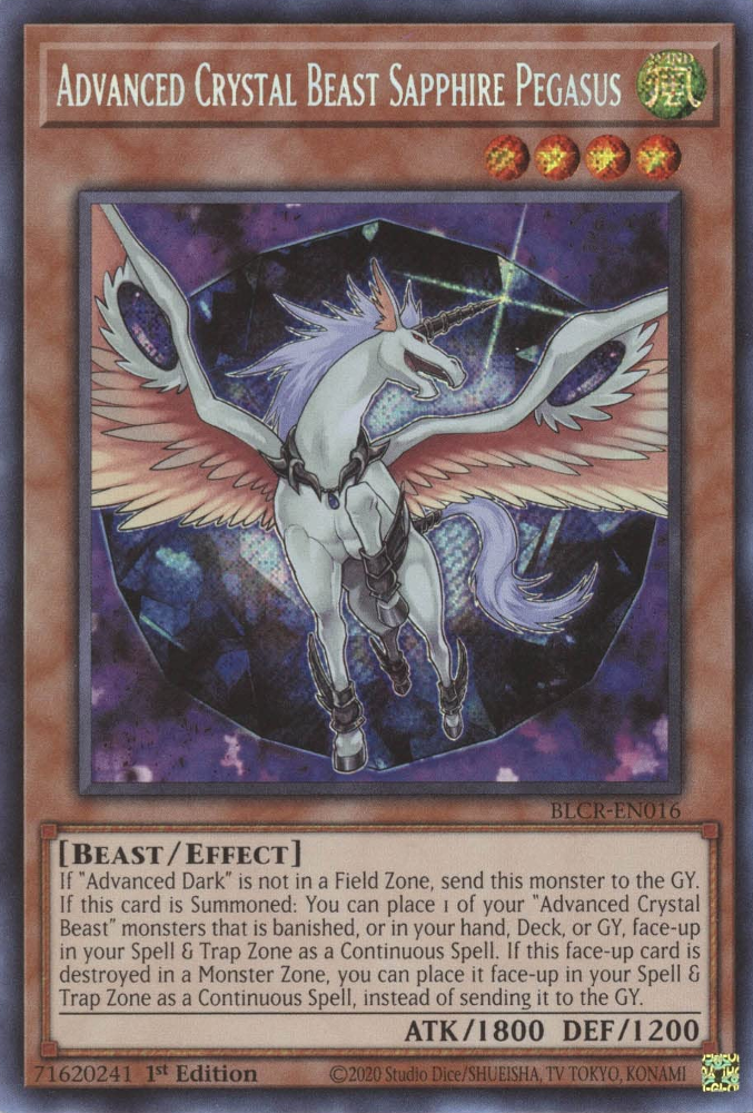 Advanced Crystal Beast Sapphire Pegasus [BLCR-EN016] Secret Rare | RetroPlay Games