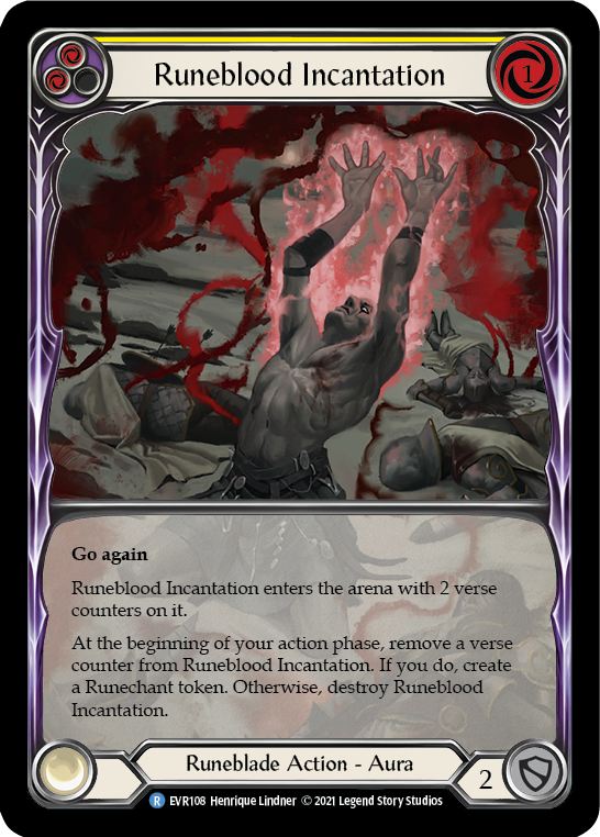 Runeblood Incantation (Yellow) [EVR108] (Everfest)  1st Edition Extended Art Rainbow Foil | RetroPlay Games