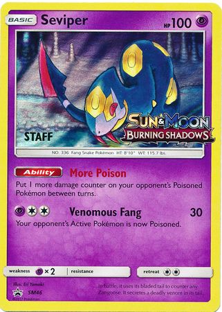 Seviper (SM46) (Staff Prerelease Promo) [Sun & Moon: Black Star Promos] | RetroPlay Games