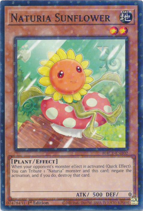 Naturia Sunflower (Duel Terminal) [HAC1-EN102] Parallel Rare | RetroPlay Games