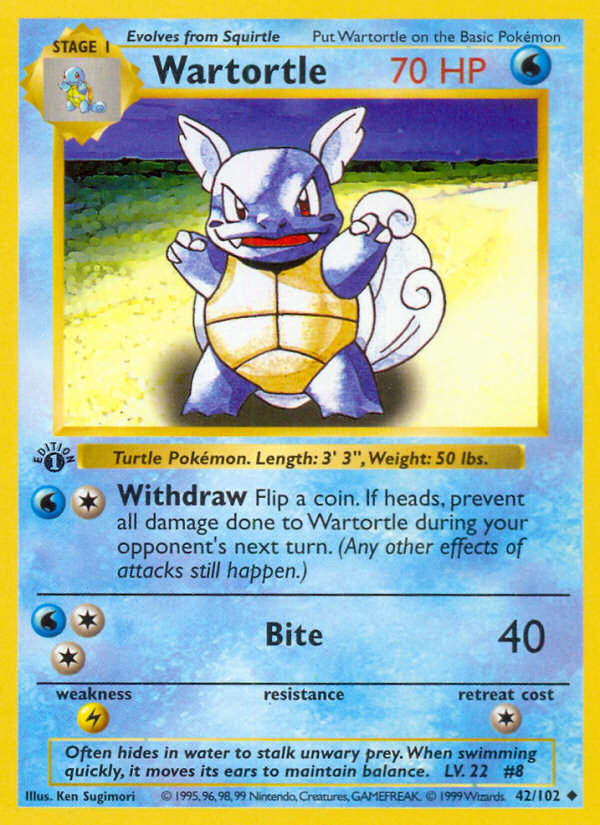 Wartortle (42/102) (Shadowless) [Base Set 1st Edition] | RetroPlay Games