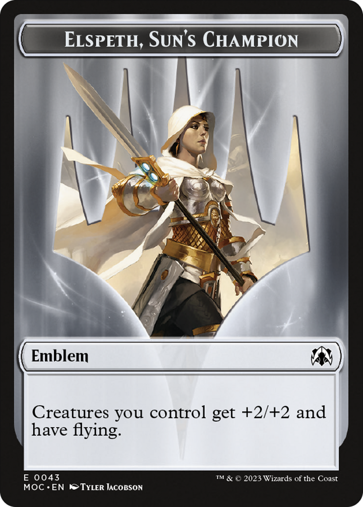 Warrior // Elspeth, Sun's Champion Emblem Double-Sided Token [March of the Machine Commander Tokens] | RetroPlay Games