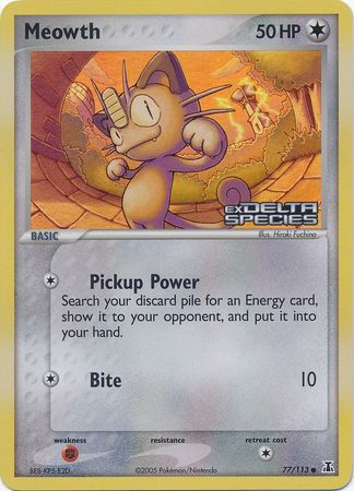 Meowth (77/113) (Stamped) [EX: Delta Species] | RetroPlay Games