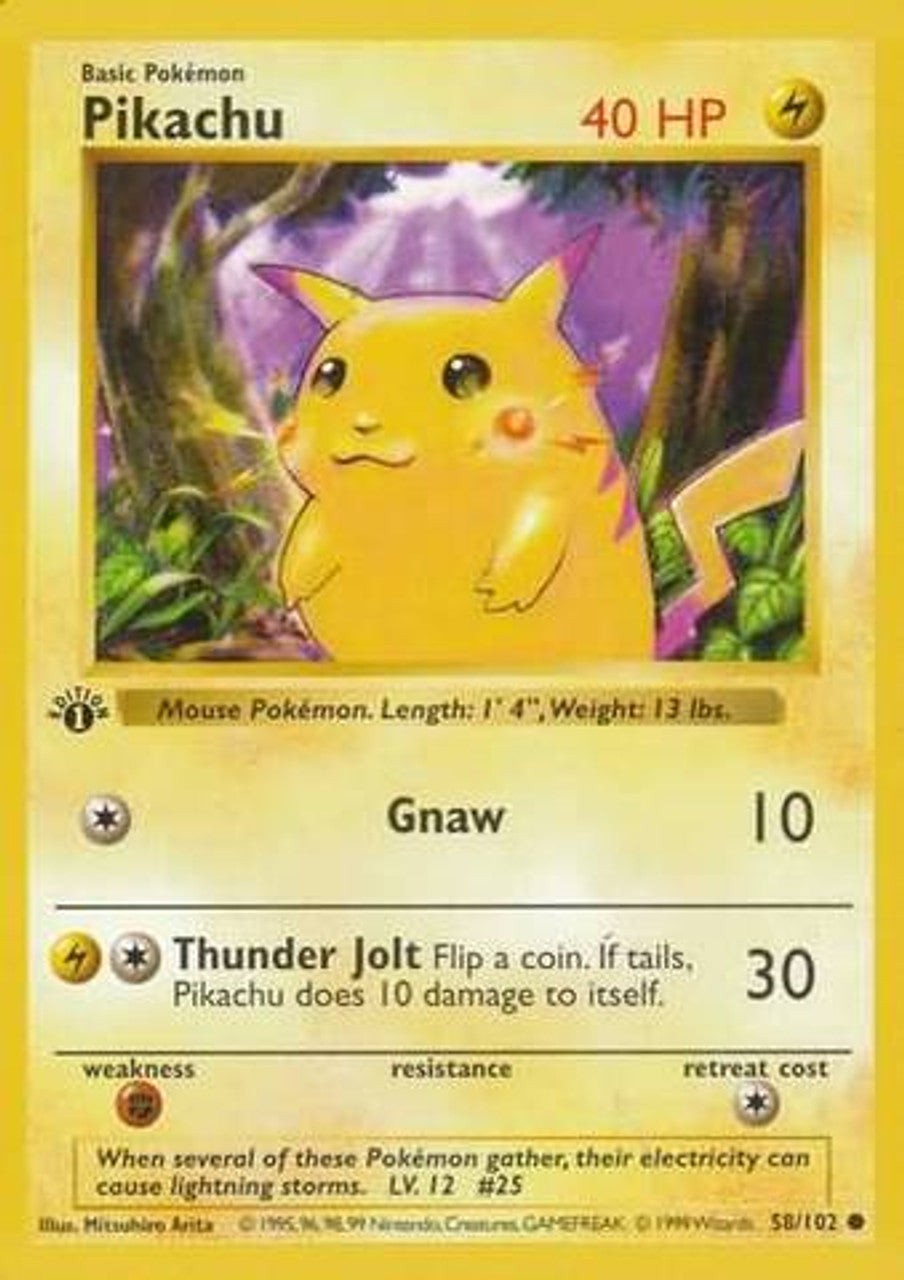 Pikachu (58/102) (Red Cheeks Misprint) [Base Set 1st Edition] | RetroPlay Games