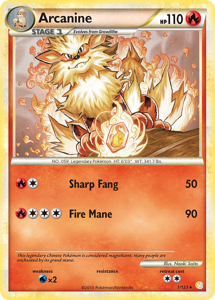 Arcanine (1/123) (Theme Deck Exclusive) [HeartGold & SoulSilver: Base Set] | RetroPlay Games