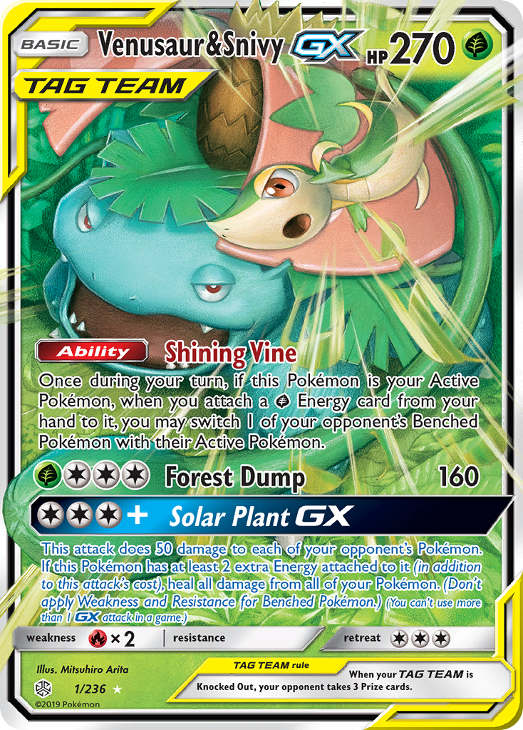 Venusaur & Snivy GX (1/236) [Sun & Moon: Cosmic Eclipse] | RetroPlay Games