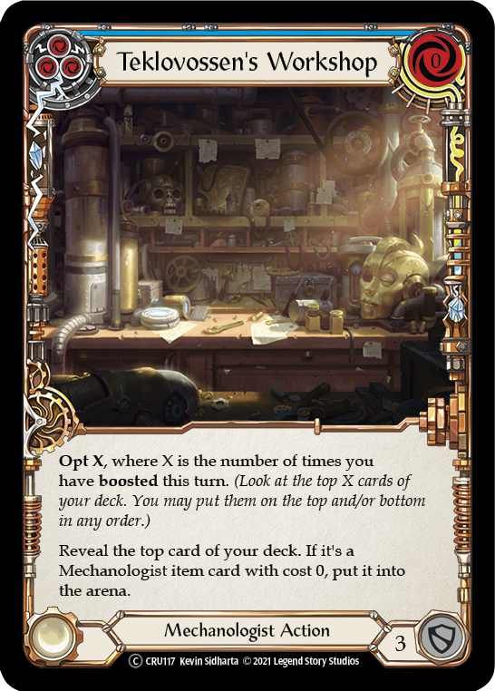 Teklovossen's Workshop (Blue) [U-CRU117] (Crucible of War Unlimited)  Unlimited Rainbow Foil | RetroPlay Games