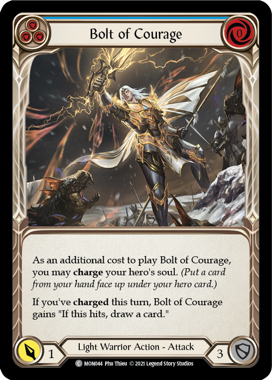 Bolt of Courage (Blue) [MON044-RF] (Monarch)  1st Edition Rainbow Foil | RetroPlay Games