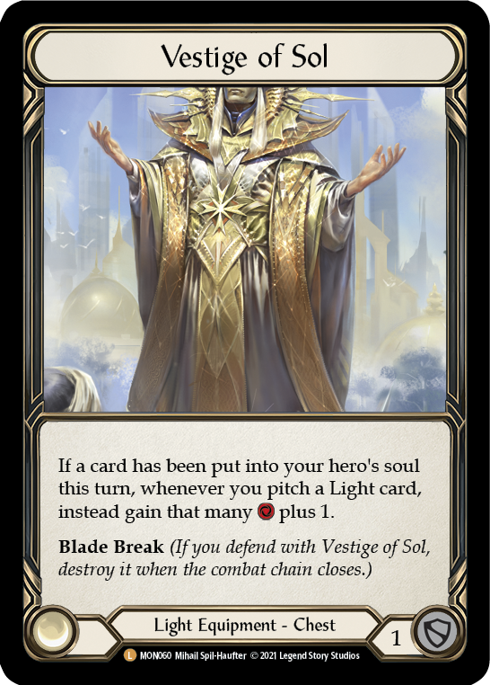 Vestige of Sol [MON060-CF] (Monarch)  1st Edition Cold Foil | RetroPlay Games