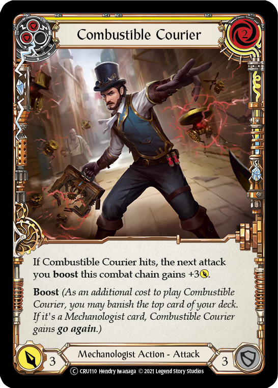 Combustible Courier (Yellow) [U-CRU110] (Crucible of War Unlimited)  Unlimited Rainbow Foil | RetroPlay Games