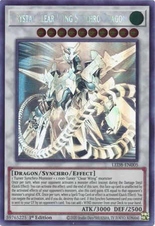 Crystal Clear Wing Synchro Dragon [LED8-EN005] Ghost Rare | RetroPlay Games