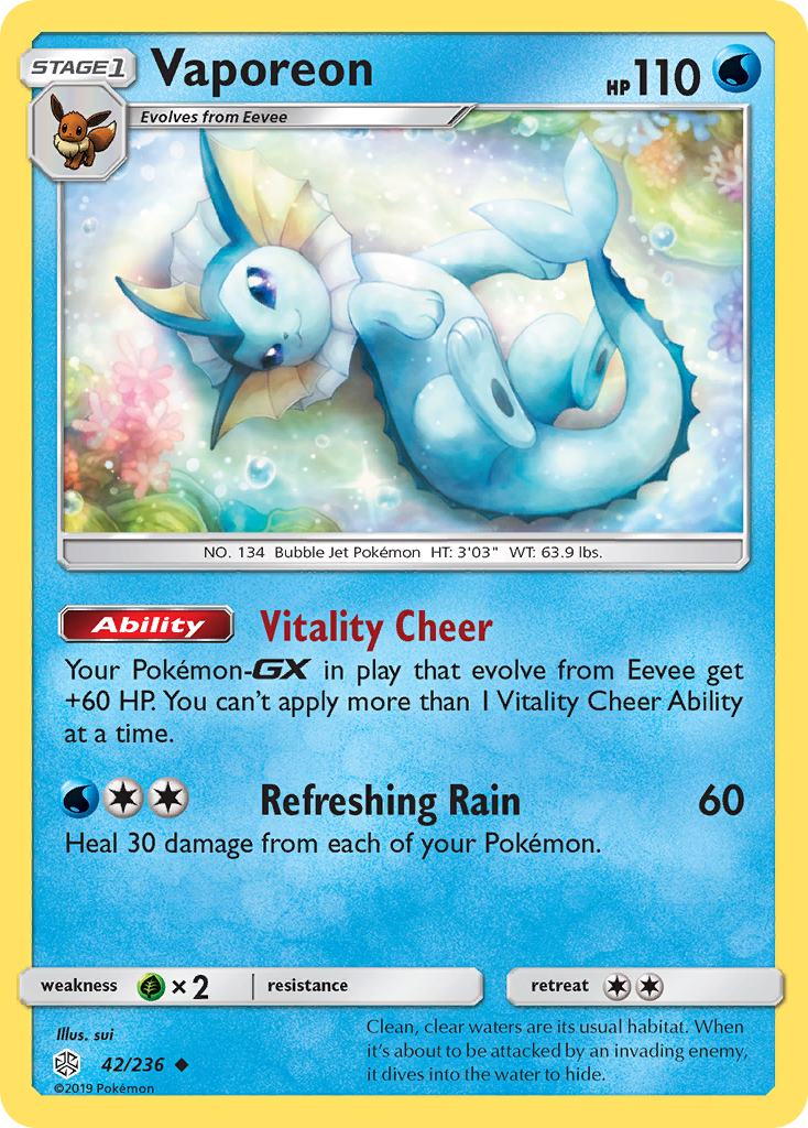 Vaporeon (42/236) [Sun & Moon: Cosmic Eclipse] | RetroPlay Games