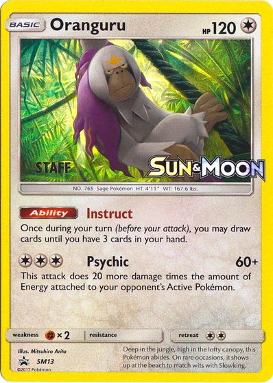 Oranguru (SM13) (Staff Prerelease Promo) [Sun & Moon: Black Star Promos] | RetroPlay Games