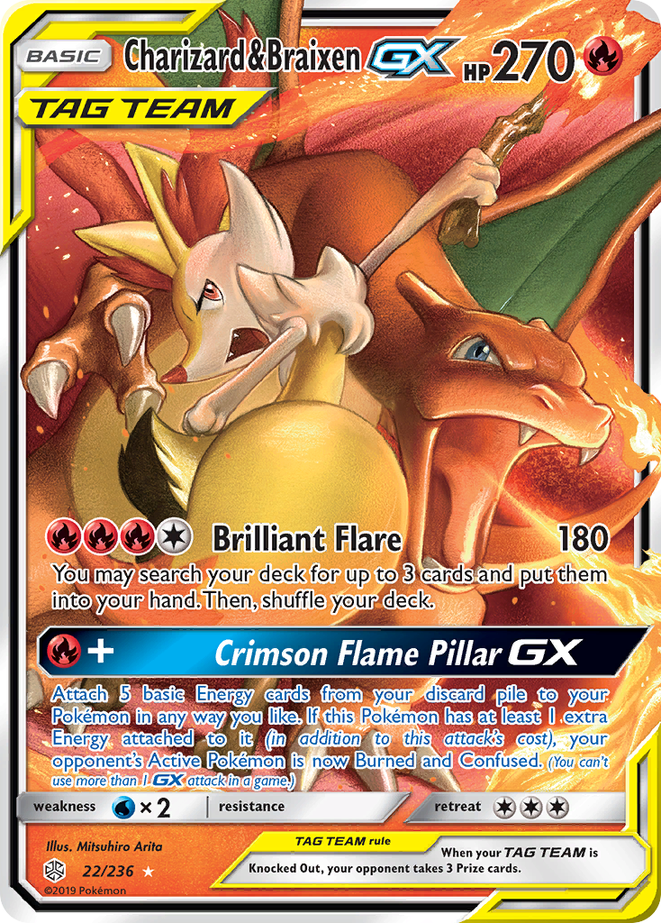 Charizard & Braixen GX (22/236) [Sun & Moon: Cosmic Eclipse] | RetroPlay Games