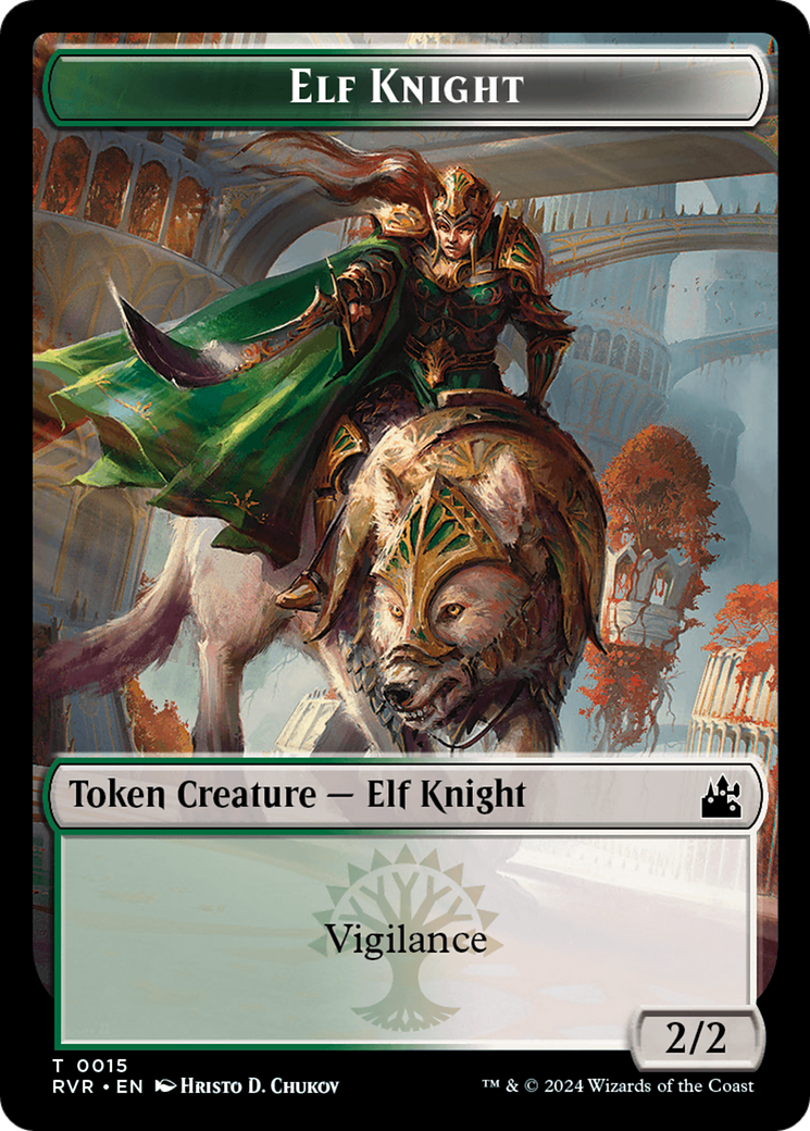 Elf Knight // Zombie Double-Sided Token [Ravnica Remastered Tokens] | RetroPlay Games