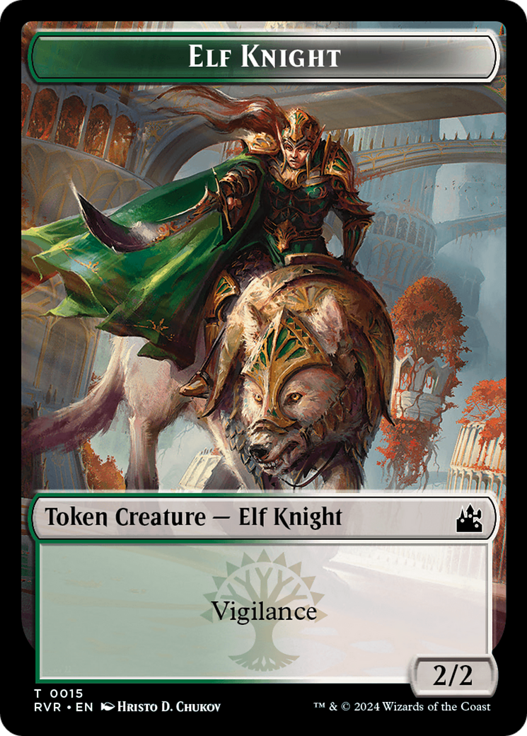 Elf Knight // Beast Double-Sided Token [Ravnica Remastered Tokens] | RetroPlay Games