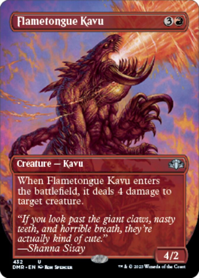 Flametongue Kavu (Borderless Alternate Art) [Dominaria Remastered] | RetroPlay Games