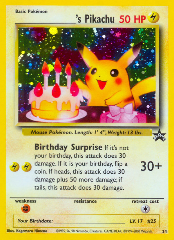 _____'s Pikachu (24) (Birthday Pikachu) [Wizards of the Coast: Black Star Promos] | RetroPlay Games