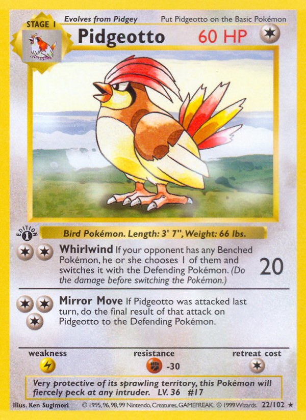 Pidgeotto (22/102) (Shadowless) [Base Set 1st Edition] | RetroPlay Games