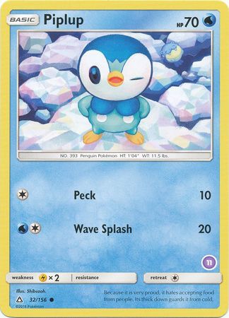 Piplup (32/156) (Deck Exclusive #11) [Sun & Moon: Trainer Kit - Alolan Sandslash] | RetroPlay Games