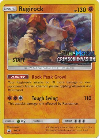 Regirock (SM74) (Staff Prerelease Promo) [Sun & Moon: Black Star Promos] | RetroPlay Games