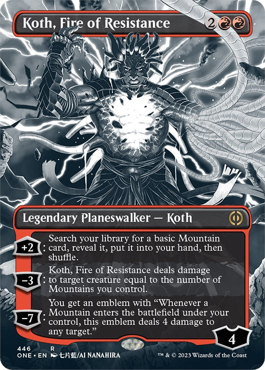 Koth, Fire of Resistance (Borderless Manga Step-and-Compleat Foil) [Phyrexia: All Will Be One] | RetroPlay Games