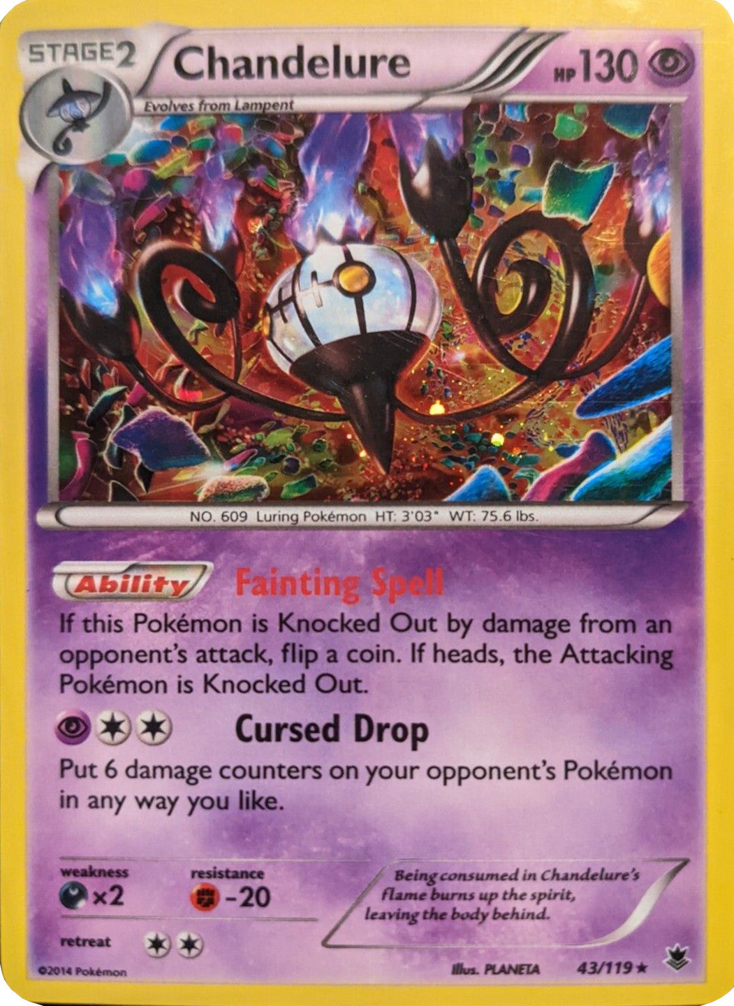 Chandelure (43/119) (Cosmos Holo) [XY: Phantom Forces] | RetroPlay Games