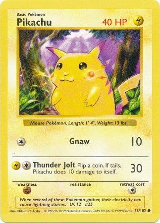 Pikachu (58/102) (Red Cheeks Misprint) [Base Set Shadowless Unlimited] | RetroPlay Games