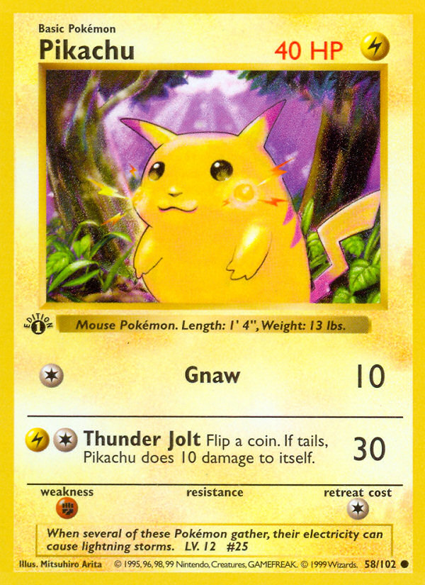 Pikachu (58/102) (Shadowless) [Base Set 1st Edition] | RetroPlay Games