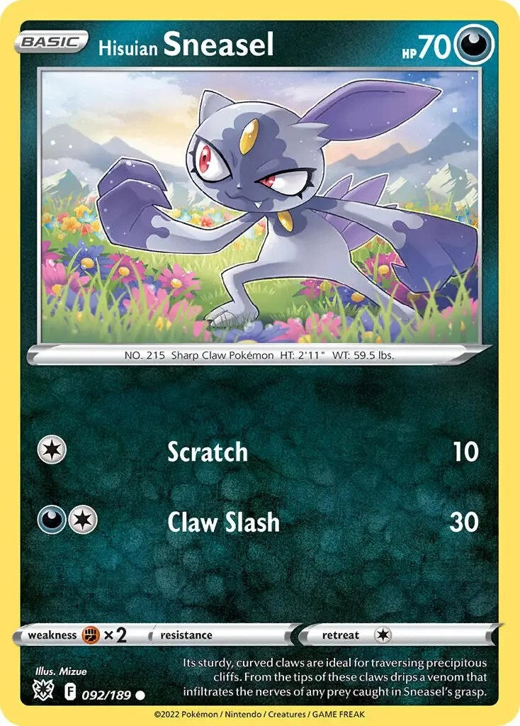 Hisuian Sneasel (092/189) (Theme Deck Exclusive) [Sword & Shield: Astral Radiance] | RetroPlay Games