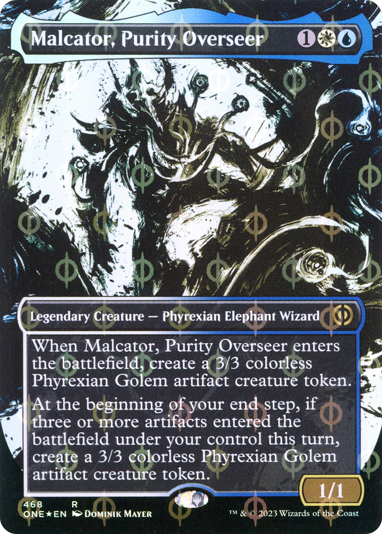 Malcator, Purity Overseer (Borderless Ichor Step-and-Compleat Foil) [Phyrexia: All Will Be One] | RetroPlay Games