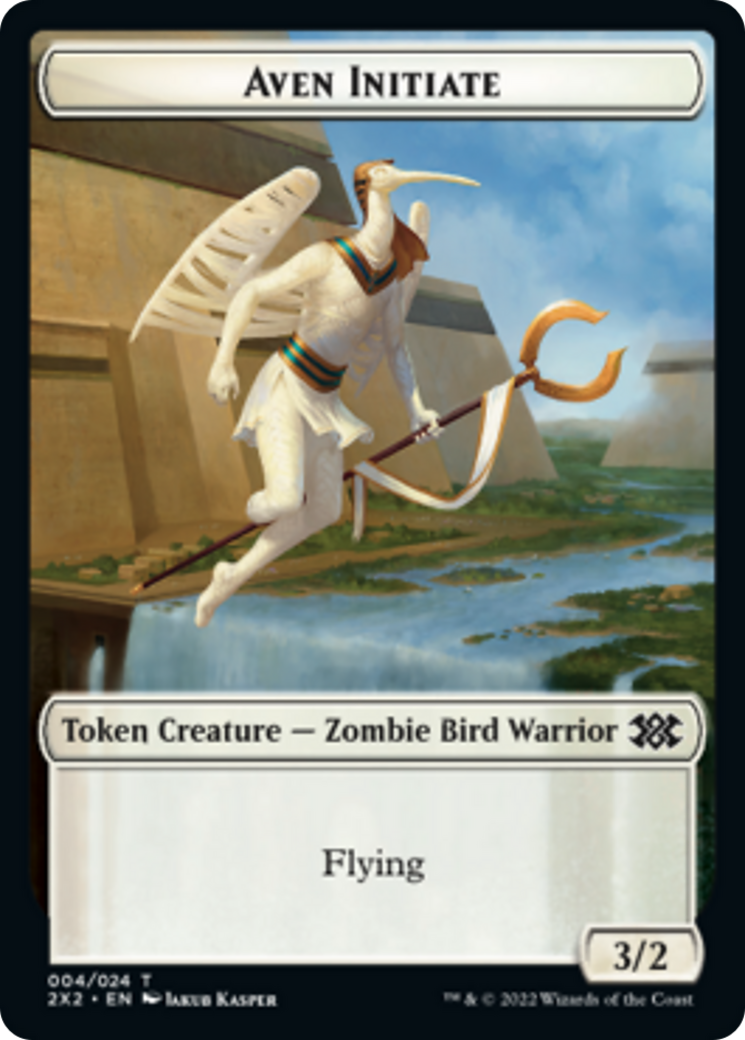 Worm // Aven Initiate Double-sided Token [Double Masters 2022 Tokens] | RetroPlay Games