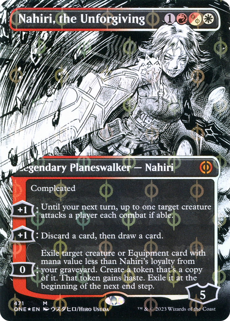 Nahiri, the Unforgiving (Borderless Manga Step-and-Compleat Foil) [Phyrexia: All Will Be One] | RetroPlay Games