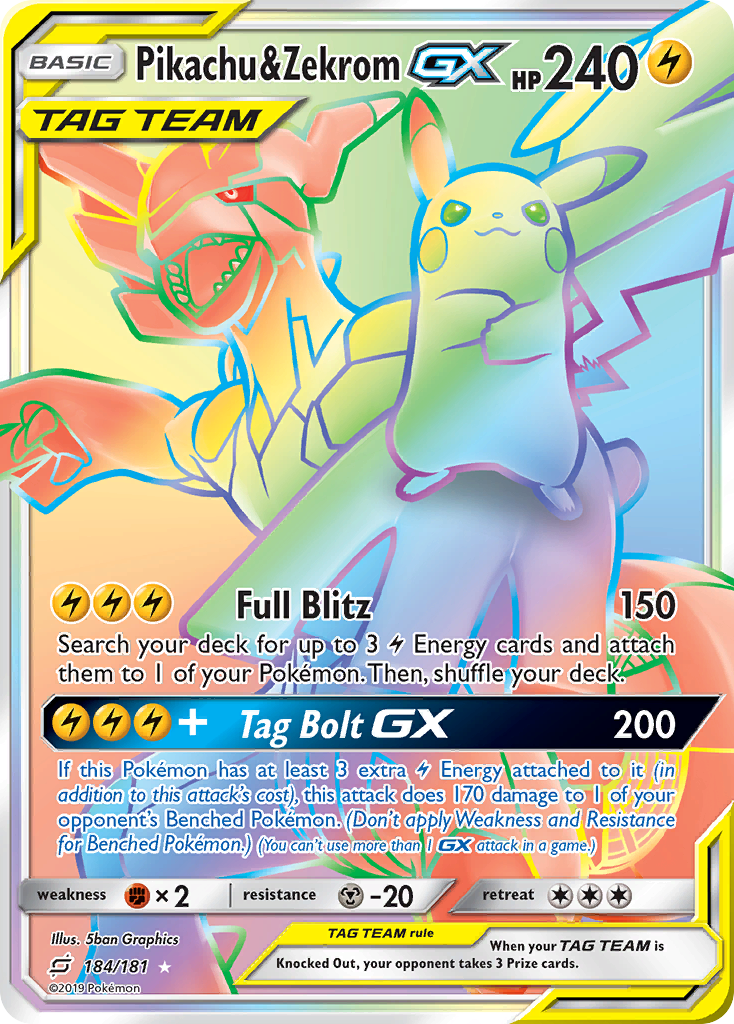 Pikachu & Zekrom GX (184/181) [Sun & Moon: Team Up] | RetroPlay Games