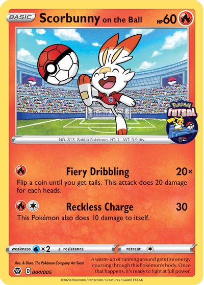 Scorbunny on the Ball (004/005) [Pokemon Futsal Collection] | RetroPlay Games