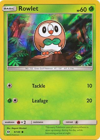 Rowlet (9/149) (Water Web Holo) [Sun & Moon: Base Set] | RetroPlay Games